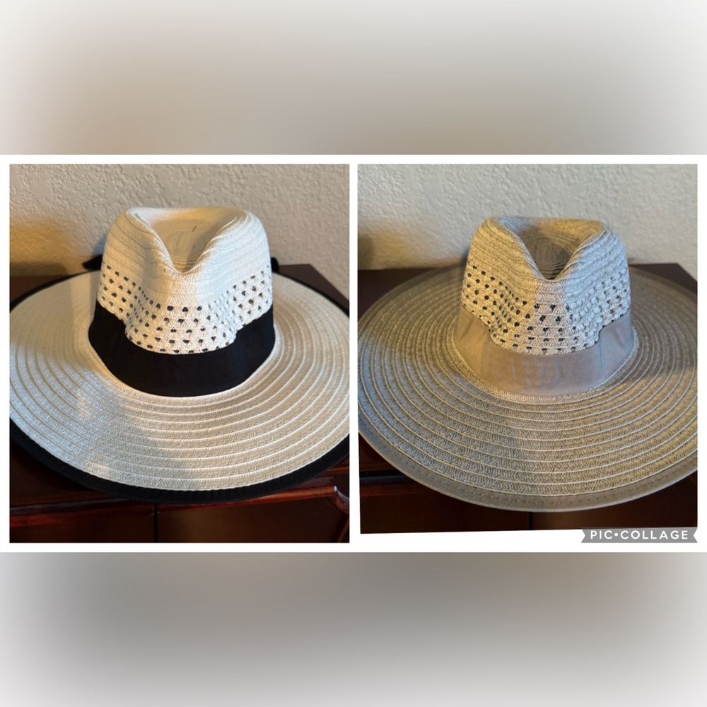 NWT Jen & Co Stylish White and Black and grey Sun Hats